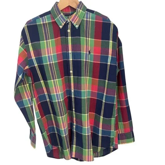 Ralph Lauren Boys Button Down Youth Size XL Plaid Preppy Classic Academia Casual