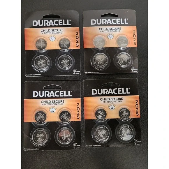 Duracell CR2025 DL 2025 3V 4 Pack Batteries - Lot of 4