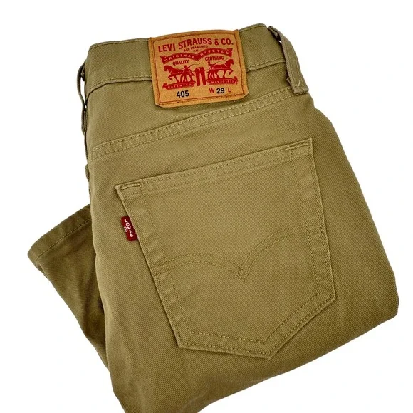 Levis 405‎ Regular Fit Denim Shorts Mens 29 Khaki Tan Brown WaterLess 39864-0079
