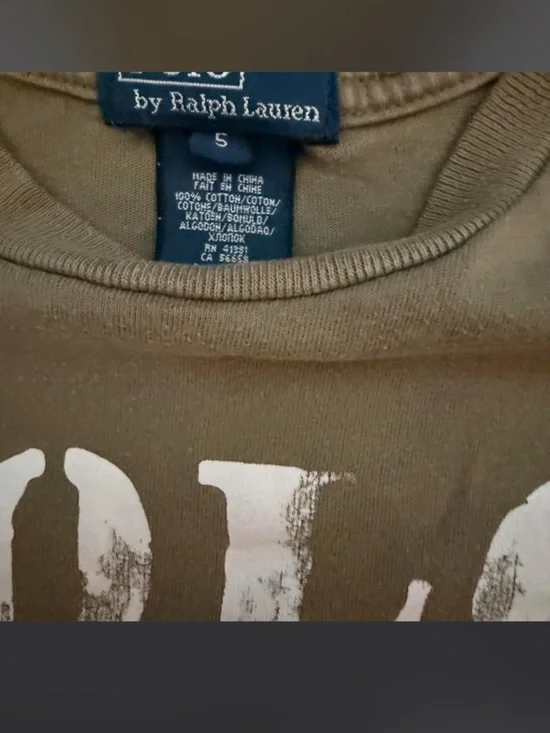 Ralph Lauren Kids Olive Green POLO Graphic Tee