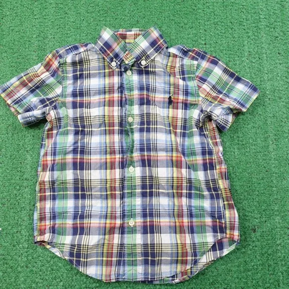 Ralph Lauren‎ Shirt Toddler 3T Multicolor Madras Plaid Short Sleeve Button Down