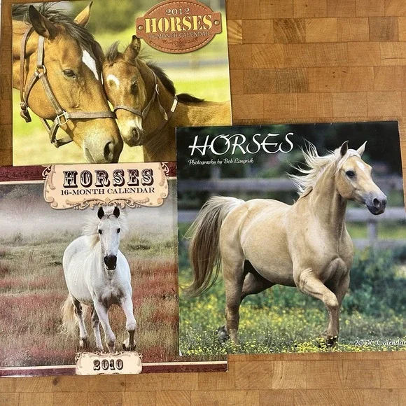 Lot of 3 Vintage Horse Wall Calendars Bob Langrish Equestrian Western Retro