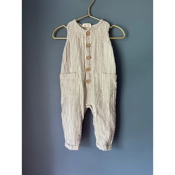 City Mouse Organic Cotton Striped Romper 6-9 Months