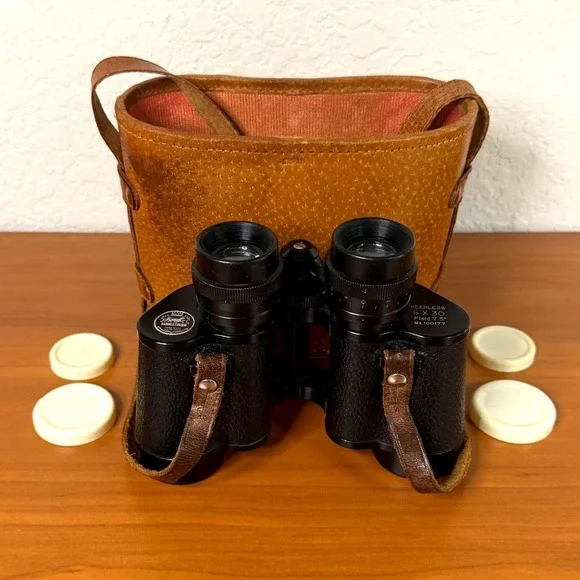 Vintage Hambletonian Peerless 8x30 Binoculars Japan Coated Optics Leather Case