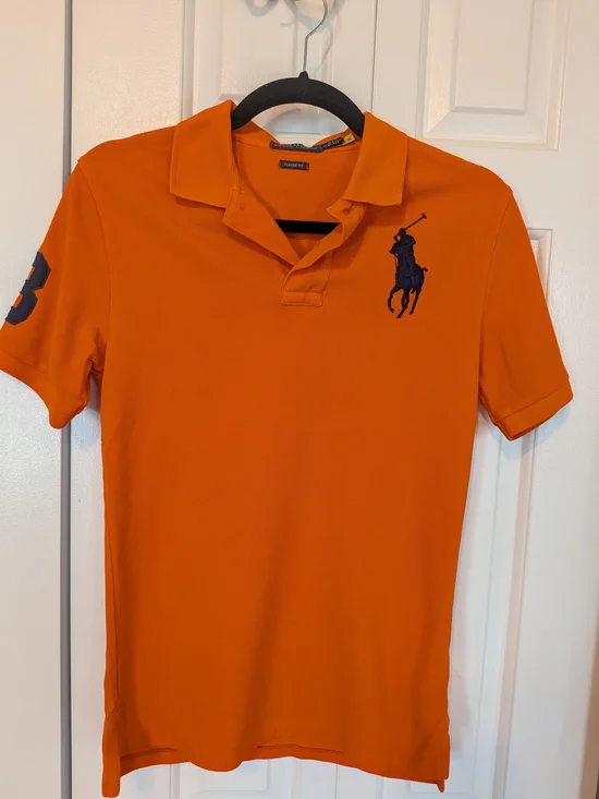 Ralph Lauren Orange Polo with Navy Pony