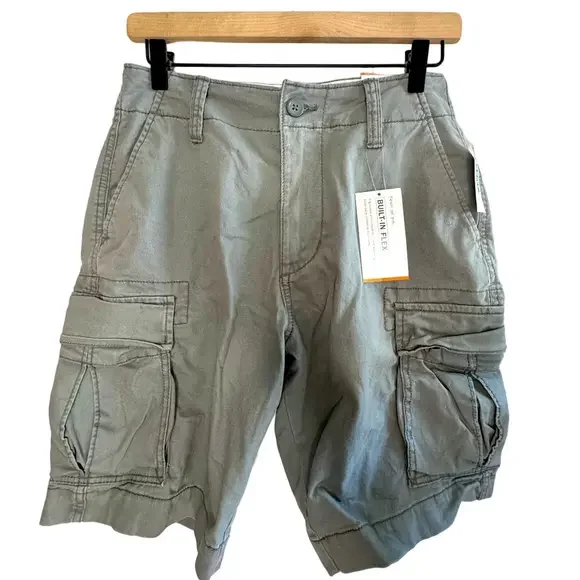 Old Navy NWT Men's Lived-In Straight Cargo Shorts in Gray Built-In Flex Size 28