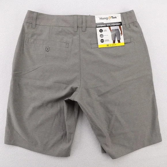 Hang Ten Mens Hybrid Walkshort Grey 4-Way‎ Stretch Quick Dry Shorts Size 32 10in