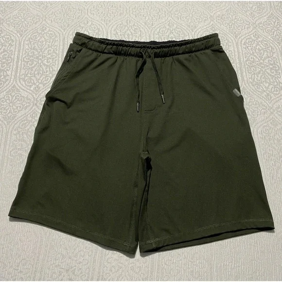 Eddie Bauer Lounge Mens Medium Olive Green Performance Shorts Drawstring Stretch