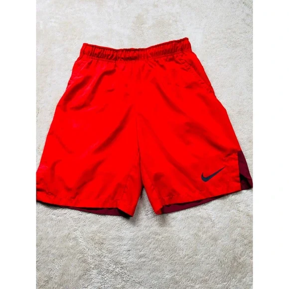 Nike Mens Red Burgundy Colorblock Athletic Basketball Shorts Small