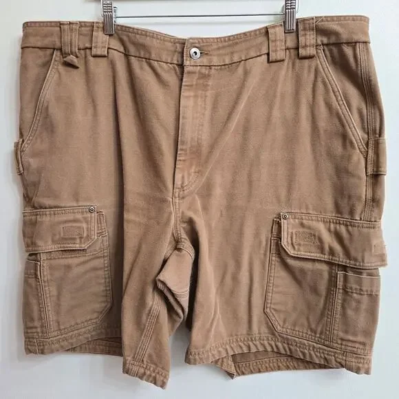 Duluth Trading Co. Men's Cargo Work Shorts – Size 46, 100% Cotton, Tan
