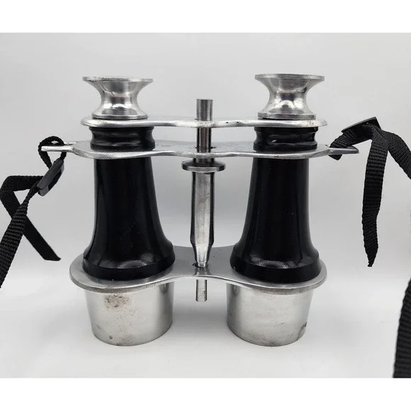 Vintage faux binoculars‎ home decor, black/ aluminum art Handcrafted in India