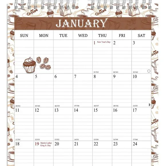 2026-2027 Wall Calendar Spiral-bound Twin-Wire Binding - 18 Months 11