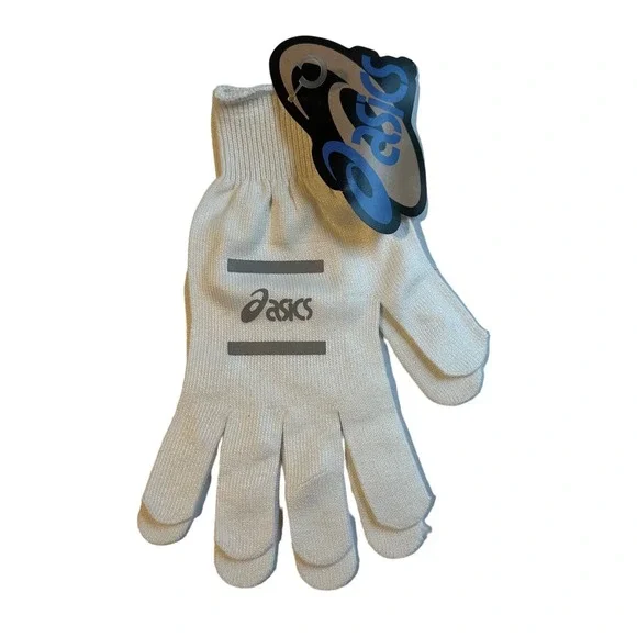 Asics Thermax Gloves Glove Liners Unisex M/L White Reflective Logo ZC755M-01 NWT