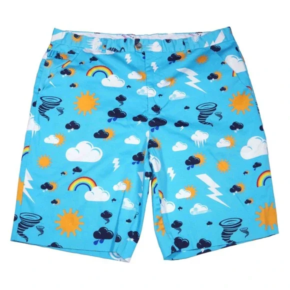 Royal and Awesome‎ Weather Themed Cotton Spandex Golf Shorts Mens Size 40