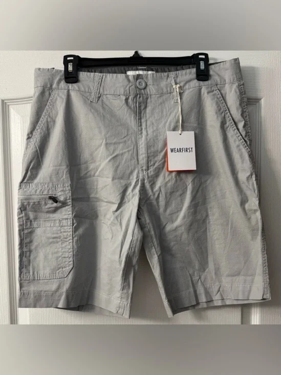 Wearfirst Gray High Rise Men's Cargo Shorts with Zipper Pockets