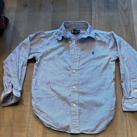 Boys Ralph Lauren Blue and White Striped Shirt