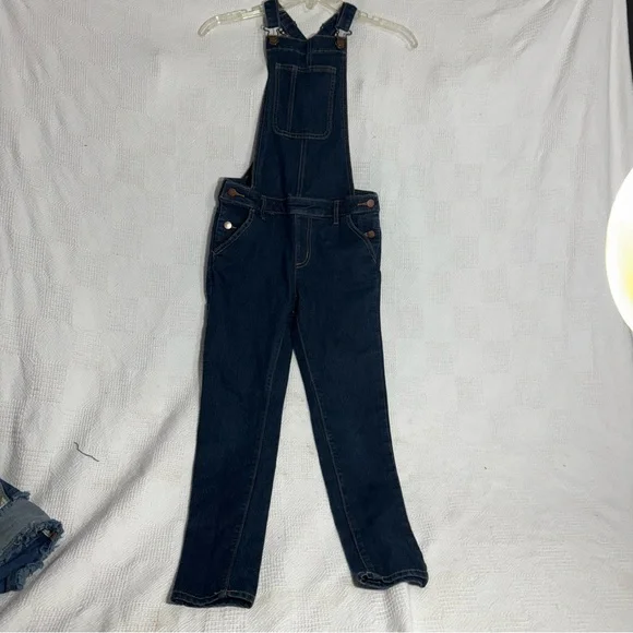 Crazy 8 sleeveless bib, overalls, kids size 10‎ dark denim tapered leg