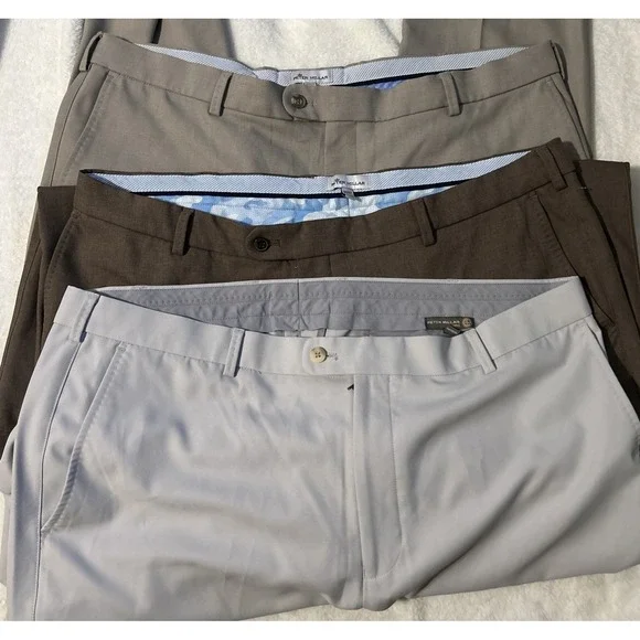 Peter Millar Men's Performance Golf Shorts Lot‎ of 3 Size 40x32 Casual Khaki