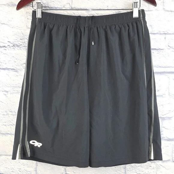 Outdoor Research Men Black Running Lined Training Reflective Shorts Size Medium