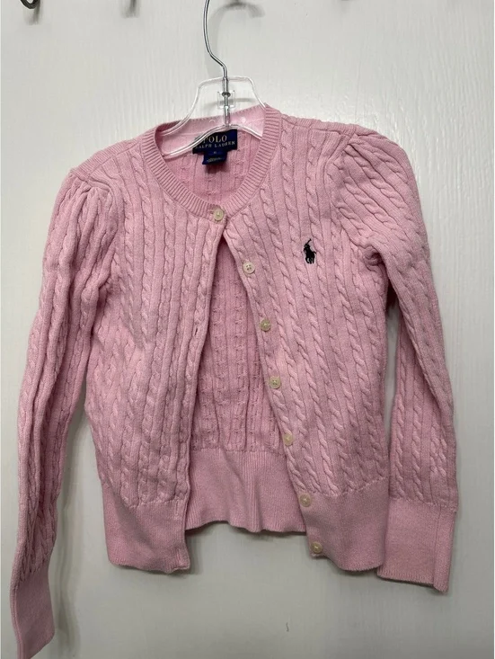 Polo Ralph Lauren Pink Cable Knit Cardigan Sweater Size 6