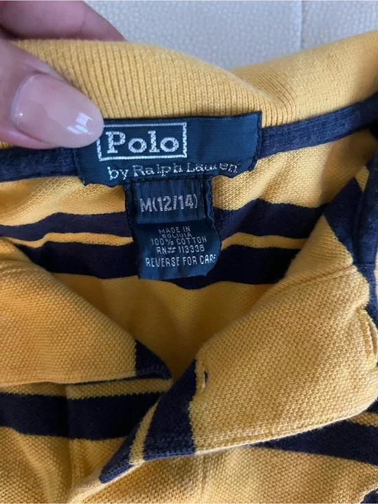 Ralph Lauren Yellow & Navy Striped Polo Shirt