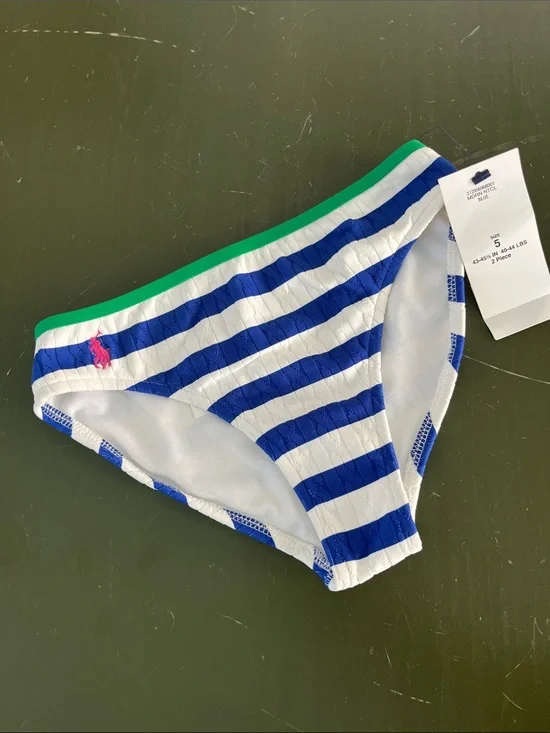 Ralph Lauren Blue, White & Green Striped Bikini Bottoms