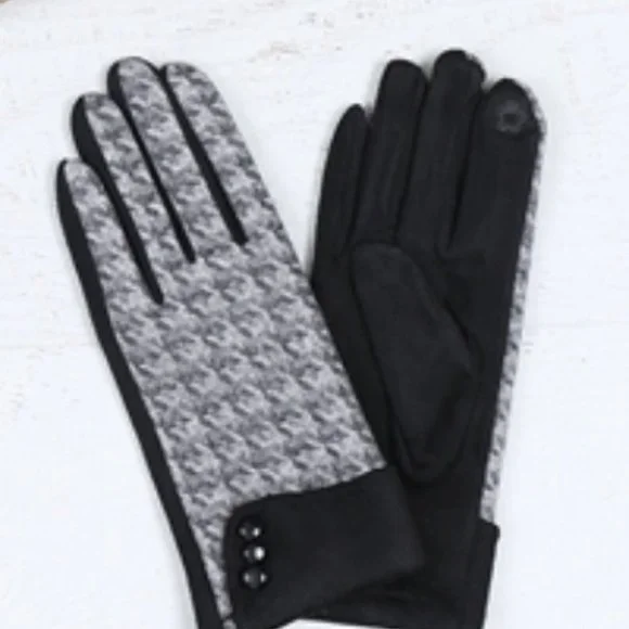 touchscreen black houndstooth touch screen gloves