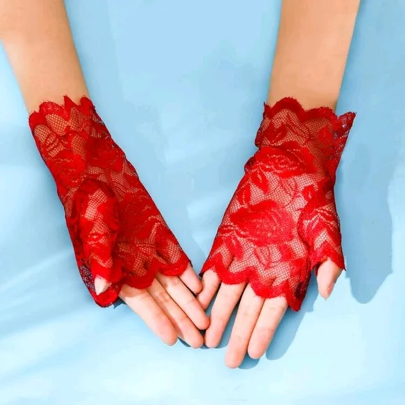 NWT, Elegant Red Lace Gloves
