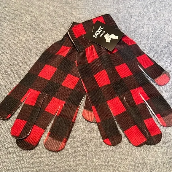 Mixit Black & Red Plaid Touchtech Gloves
