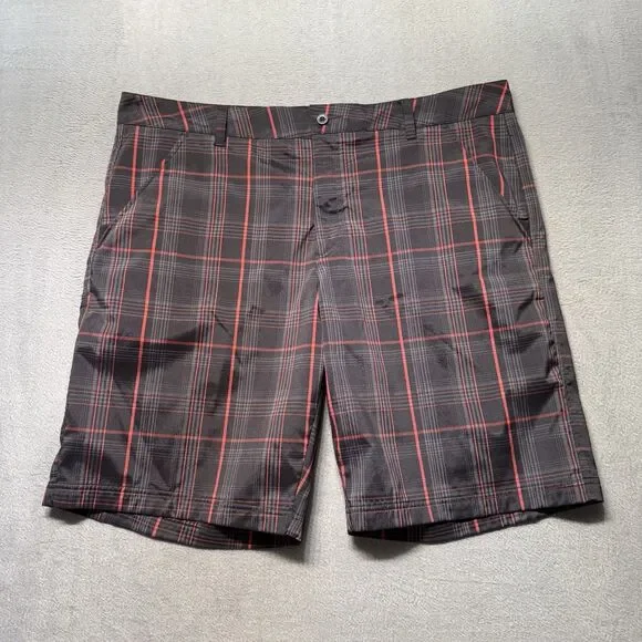 Fila Sport Golf Mens 40 Plaid Golf Shorts Black Red Stretch Athletic Fit EUC