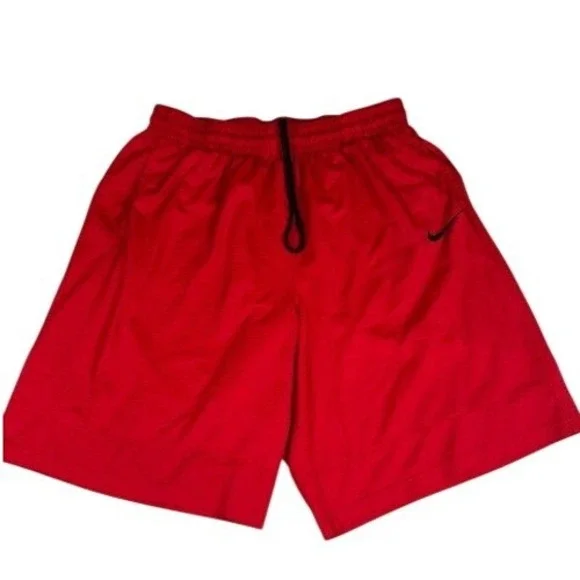 Nike Athletic Shorts Mens XXL Red Mesh‎ Basketball Swoosh Pockets Drawstring