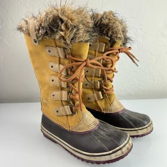 Sorel‎ Boots Joan of Arctic Winter Snow Tan Beige Waterproof Leather Lined