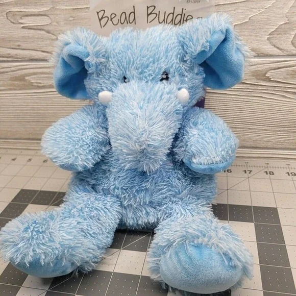 Bead Buddies Elephant Aromatherapy Hot‎ Cold Reusable Blue Plush Soft Animal 12