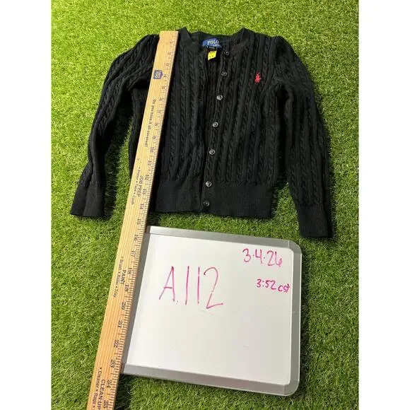 Polo Ralph Lauren Black Cable Knit Button-Up‎ Cardigan Sweater 4/5T