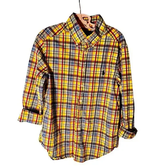 Ralph Lauren Boys Long Sleeve Plaid Button Down Shirt S/8