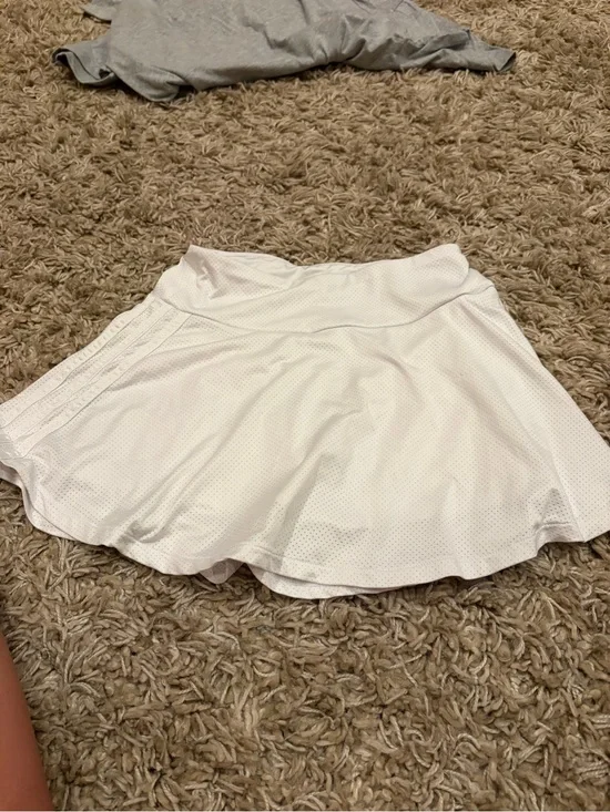 adidas White Girls' Mesh Athletic Skort with Three-Stripe Detail