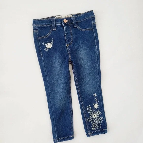 True Craft 2T skinny jeans crochet flowers