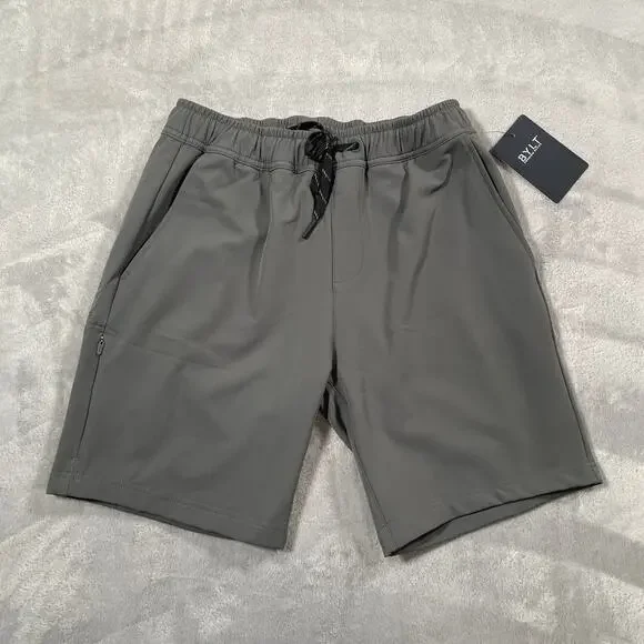 Bylt Shorts Mens Small Grey Ryse Fleece Stretch Casual Drawstring Activewear