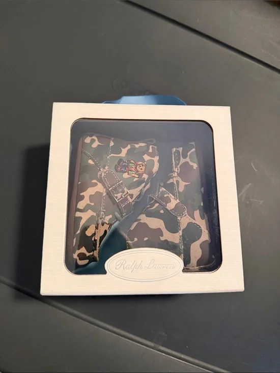 Ralph Lauren Cream and Blue Gift Box with Ribbon