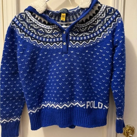 Ralph Lauren Fair Isle Cotton-Blend Hooded Sweater
