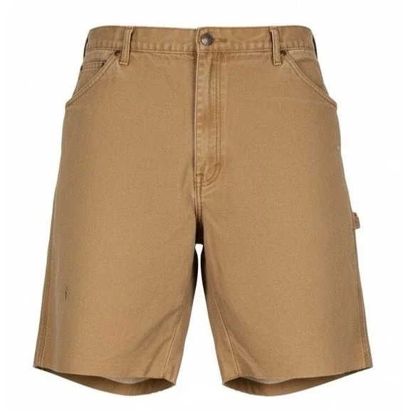 Dickies Shorts Mens 38 Brown Cargo Relaxed Fit Distressed Raw Hem Canvas