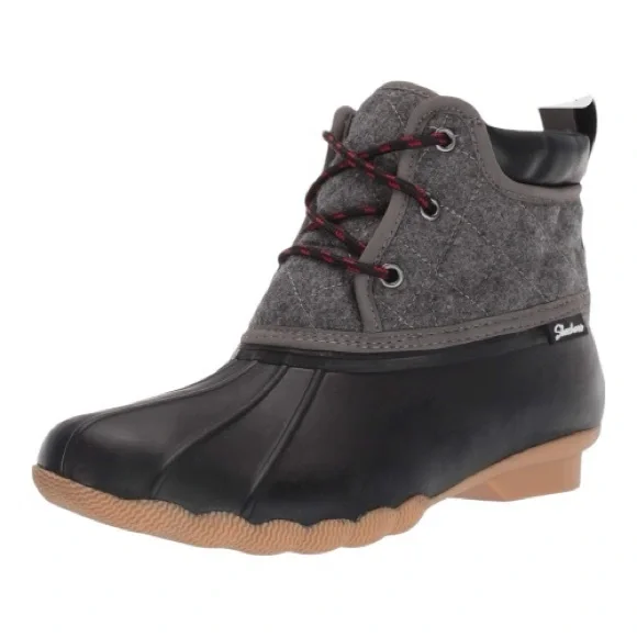 Skechers Women’s Pond Lil Puddles Black and Gray Duck Boots