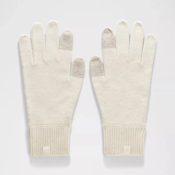 NWT Lululemon Warm Revelation Gloves Light Ivory Size L Wool Blend