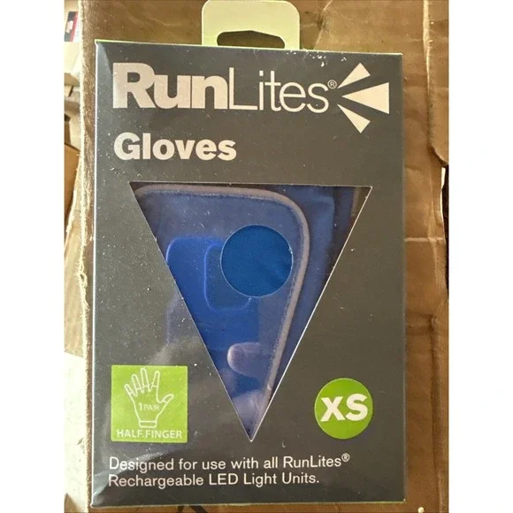 RunLites Blue Half Finger Lighted Gloves Size XS