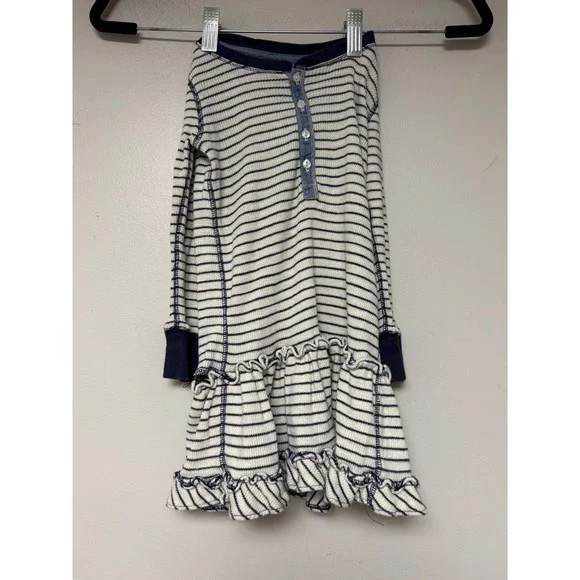Ralph Lauren Kids‎ Girl's Striped Ruffle Hem Long Sleeve Dress Size 3/3T