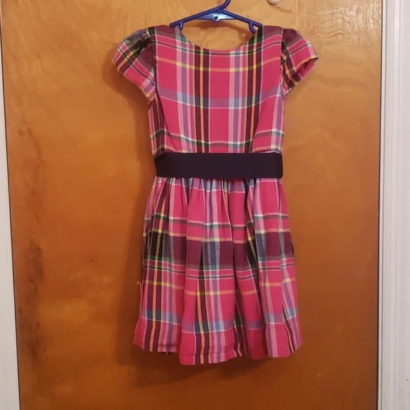 Ralph Lauren Pink plaid flannel dress with ribbon tie