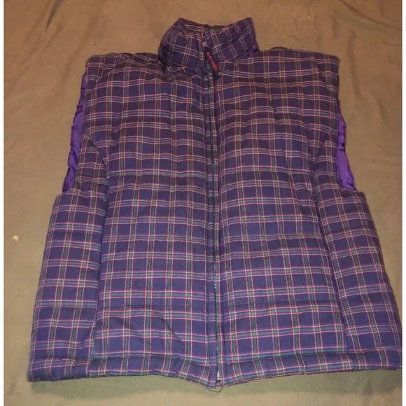 Ralph Lauren Puffer Vest Girls‎ Sz Large 12/14 Purple Plaid
