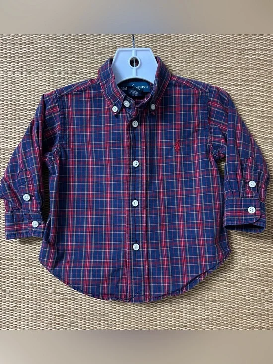 Ralph Lauren Shirt Baby Boy’s 12M Red Blue Plaid