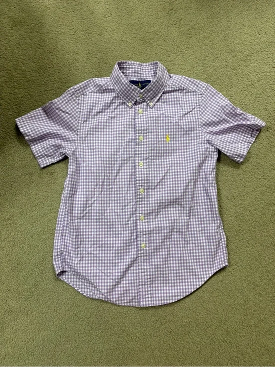 Ralph Lauren Lavender Gingham Short-Sleeve Button-Down Shirt