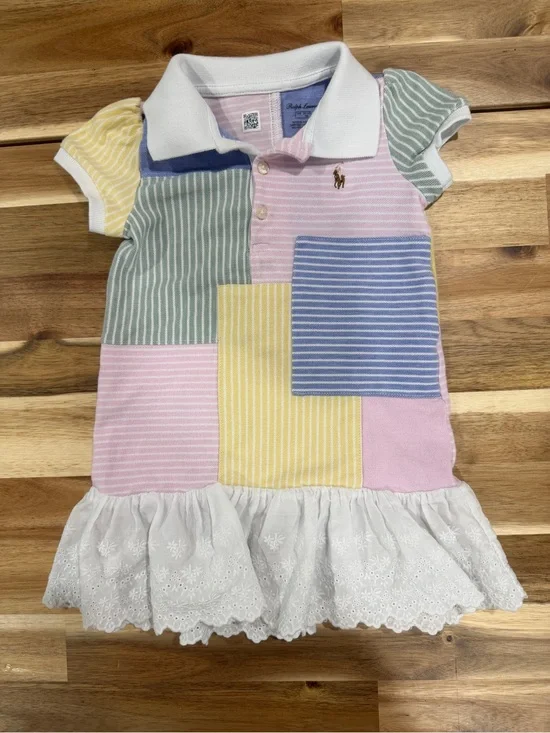 Ralph Lauren Girls Patchwork Mesh Polo Dress size 18 months